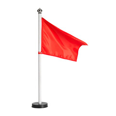 Red flag on pole isolated on transparent background