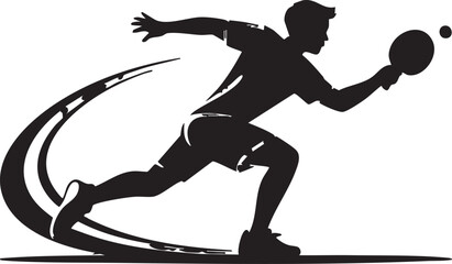 Dynamic Table Tennis Player Silhouette in Action with Motion Trail Design