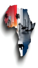 African Continent Modern Cityscape and Wildlife Fusion Art