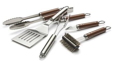 BBQ Tool Set on White Background