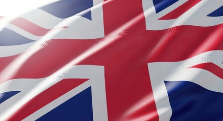 Fototapeta premium Union Jack Flag Waving Bright Red White and Blue National Banner
