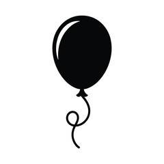 Simple Black Balloon Icon Celebration, Party, Festive, Vector Graphic