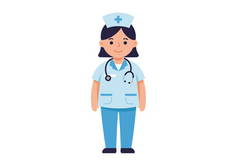 Cartoon Nurse with Stethoscope and Uniform