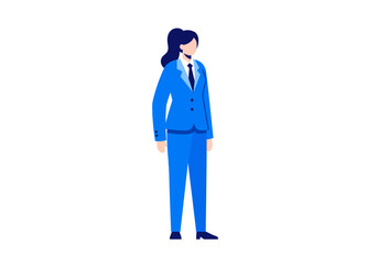Obraz premium Businesswoman in Blue Suit Standing Professionally