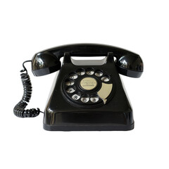 Vintage Black Rotary Phone Retro Communication Technology, isolated on a transparent background