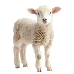 Fototapeta premium Adorable Fluffy Lamb on Black Background, isolated on a transparent background