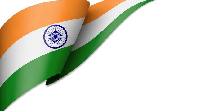 Indian Flag Waving in White Background with Tricolor Colors and Ashoka Chakra