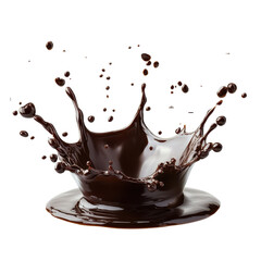Dark Chocolate Splash Crown Black Background, isolated on a transparent background