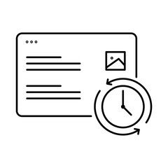 Live Update Icon. Real-Time Content Icon. Dynamic Web Page Updates, SEO Strategy, Content Freshness, and User Engagement.