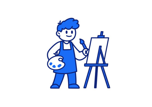 blue artist painting on canvas clip art preview
