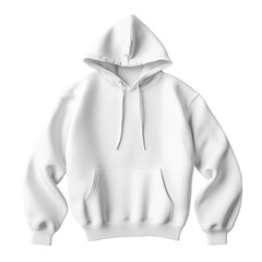 Blank white hoodie mockup fashion design template, isolated on a transparent background