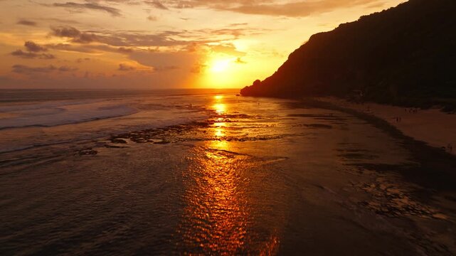 Scenic Bali coastline at sunset &ndash; Nyang Nyang Beach