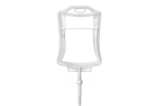 Transparent medical iv drip bag on checkered background