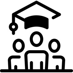 Group of students under a graduation cap, symbolizing education and academic success