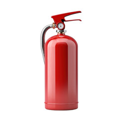 Obraz premium Red fire extinguisher safety equipment fire prevention emergency response, isolated on a transparent background