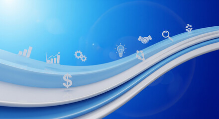 Dynamic Business Growth and Innovation Concepts on Abstract Blue Background