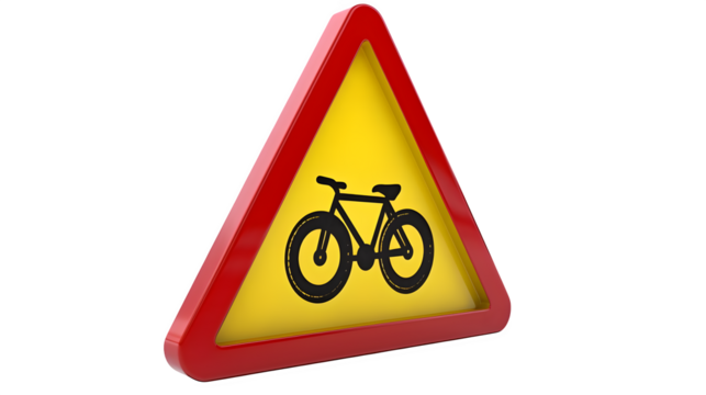 Be alert and stay safe with this vibrant bicycle crossing warning sign, perfect for promoting bike awareness and safety campaigns within urban areas