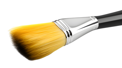 Professional makeup brush with soft golden bristles for flawless application and artistic beauty creations, ideal for cosmetic artistry and professional beauty kits