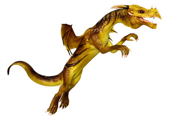 3D Rendering Fairy Tale Dragon on White