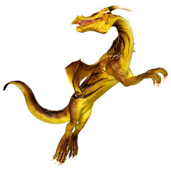 3D Rendering Fairy Tale Dragon on White