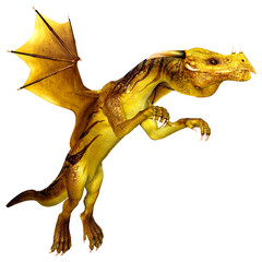 3D Rendering Fairy Tale Dragon on White