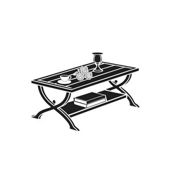 Coffee Table Black Silhouette Minimal Vector Illustration