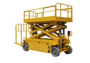 HeavyDuty Scissor Lift Platform Industrial Equipment for Construction  Warehousing isolated on transparent background
