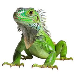 Fototapeta premium Green Iguana Portrait Reptile Wildlife Exotic Animal, isolated on a transparent background