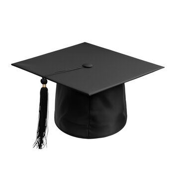 Black graduation cap with tassel isolared on transparente background  