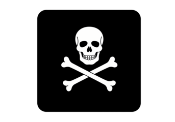 Jolly Roger Pirate Skull and Crossbones Symbol Nautical Graphic Black and White Design Danger Warning Maritime Icon Vector Illustration Graphic Design Element isolated on transparent background