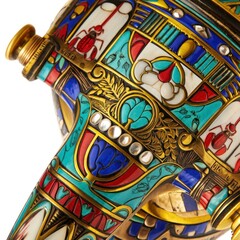 Fototapeta premium Ornate Egyptian Scarab Beetle Art Object with Vibrant Colors