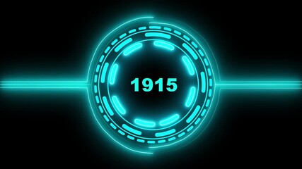 3d text animation 4k video. 1915 text with screen effects of technological failures. Concept of counting years. Past year technology concept on black background.