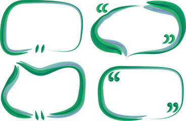 green decorative brush stroke abstract quotation frames set
