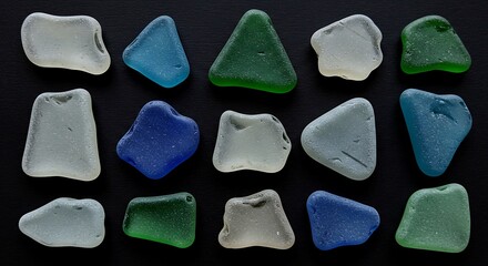 Sea Glass Collection - Beach Treasures on Black