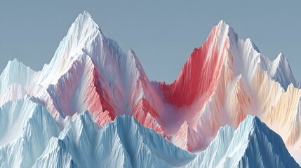 Colorful mountain peaks in a digital illustration.