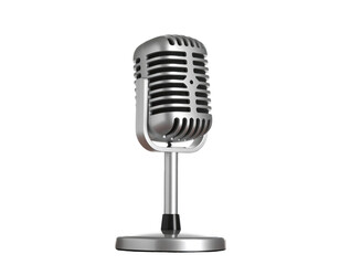 Fototapeta premium Silver microphone for professional audio recording and live performance isolated on white background