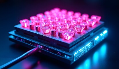 Quantum Computing Concept – Cyberpunk-Inspired Processor with Glowing Elements