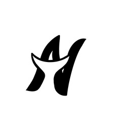 initial letter n with fish tail monogram logo