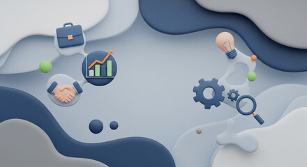 Business Growth and Innovation: Strategic Concepts with Abstract 3D Elements