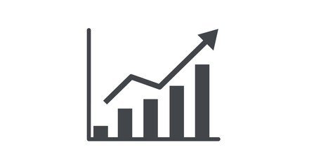 Simple growth chart with ascending bar graph and upward arrow trend