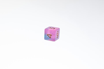 pink dices for fantasy dnd and rpg tabletop games. Board game polyhedral dices with different sides...
