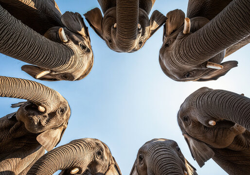 Circle of Elephants Looking Down, Generative AI