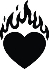 Burning heart icon passion love heat emotion