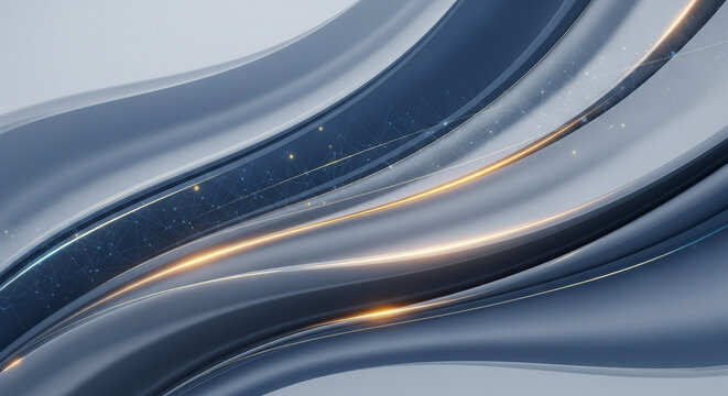 Abstract Flowing Lines with Glowing Energy and Network Connections