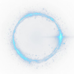 Png futuristic blue neon glowing circle ring round frame border brilliant magic spark bright effect laser LED disco illuminated technology vector sign banner

