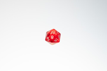 red dice for fantasy dnd and rpg tabletop games. Board game polyhedral dices with different sides isolated on white background