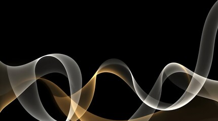 Elegant Abstract Swirls Gold and Silver on Black Particle Bokeh