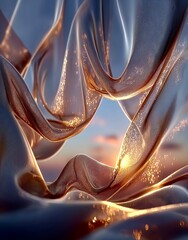 Obraz premium Transparent fabric shimmers in the sun at sunset