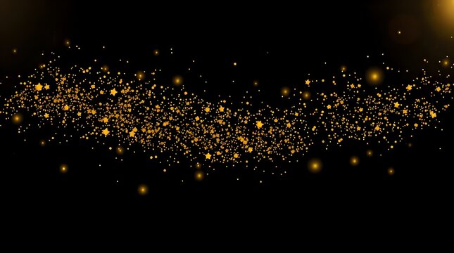 Golden Star Dust and Confetti Sparkle Particle Bokeh