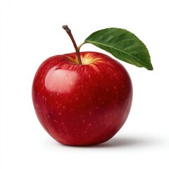 Red Apple with Green Leaf and Stem fruit healthy